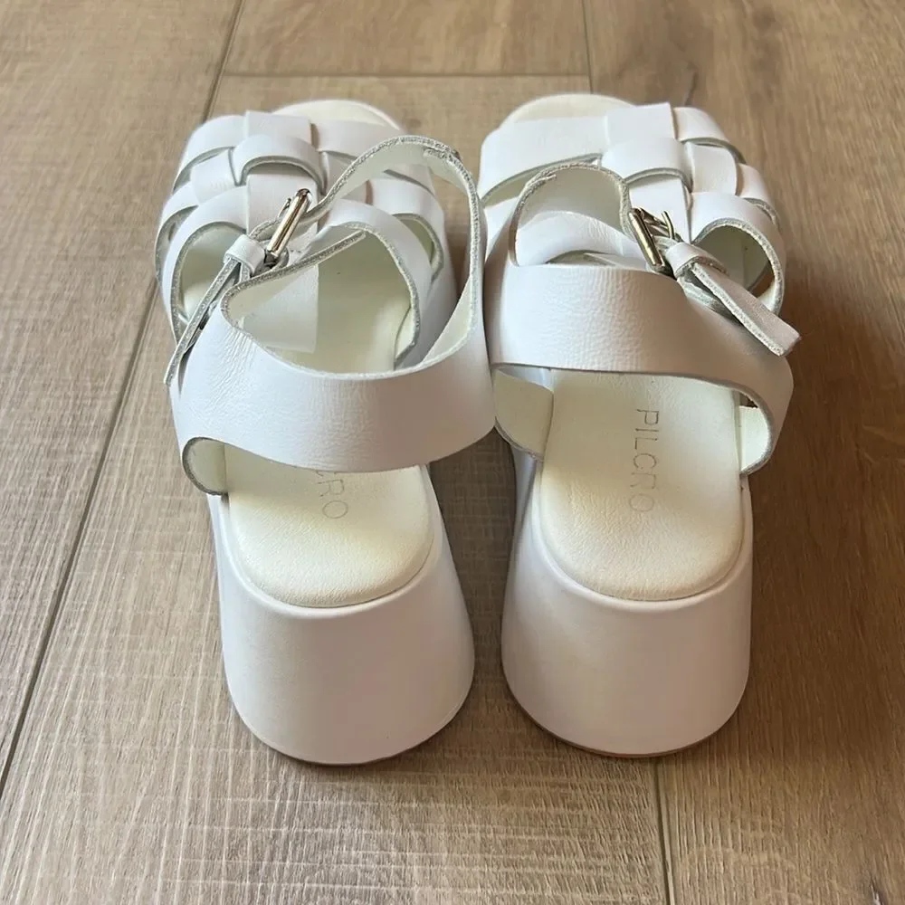 Anthropologie x Pilcro White Platform Fisherman Sandal US 8
